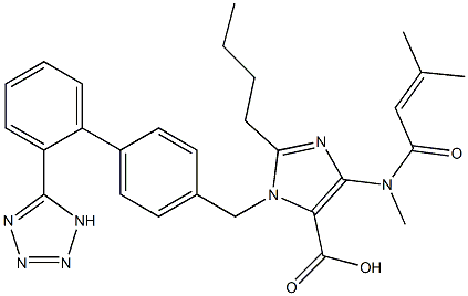 2-butyl-4-((3,3-dimethylacryloyl)methylamino)-1-((2'-(1H-tetrazol-5-yl)biphenyl-4-yl)methyl)-1H-imidazole-5-carboxylic acid Struktur