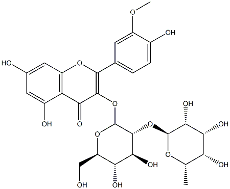 3-[(2S,3R,4S,5S,6R)-4,5-dihydroxy-6-(hydroxymethyl)-3-[(2S,3R,4R,5S,6S)-3,4,5-trihydroxy-6-methyl-oxan-2-yl]oxy-oxan-2-yl]oxy-5,7-dihydroxy-2-(4-hydroxy-3-methoxy-phenyl)chromen-4-one Struktur