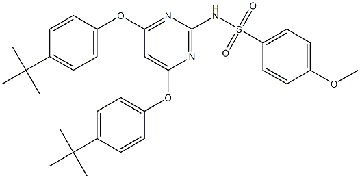 N-{4,6-bis[4-(tert-butyl)phenoxy]-2-pyrimidinyl}-4-methoxybenzenesulfonamide Struktur