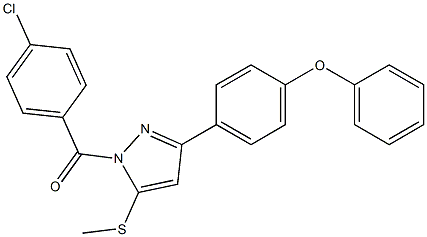 (4-chlorophenyl)[5-(methylthio)-3-(4-phenoxyphenyl)-1H-pyrazol-1-yl]methanone Struktur