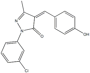 1-(3-chlorophenyl)-4-(4-hydroxybenzylidene)-3-methyl-4,5-dihydro-1H-pyrazol-5-one Struktur