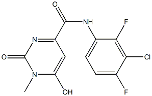 N-(3-chloro-2,4-difluorophenyl)-6-hydroxy-1-methyl-2-oxo-1,2-dihydro-4-pyrimidinecarboxamide Struktur