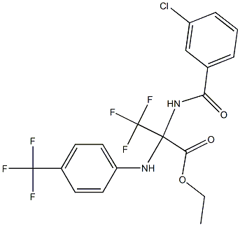 ethyl 2-[(3-chlorobenzoyl)amino]-3,3,3-trifluoro-2-[4-(trifluoromethyl)anilino]propanoate Struktur