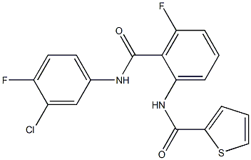 N2-{2-[(3-chloro-4-fluoroanilino)carbonyl]-3-fluorophenyl}thiophene-2-carboxamide Struktur