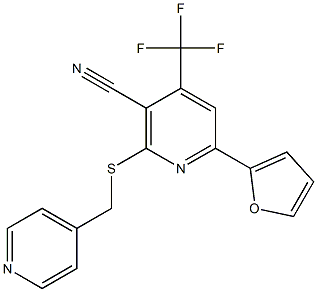 6-(2-furyl)-2-[(4-pyridinylmethyl)sulfanyl]-4-(trifluoromethyl)nicotinonitrile Struktur