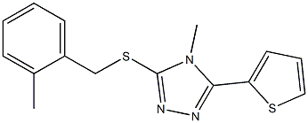 4-methyl-3-[(2-methylbenzyl)sulfanyl]-5-(2-thienyl)-4H-1,2,4-triazole Struktur