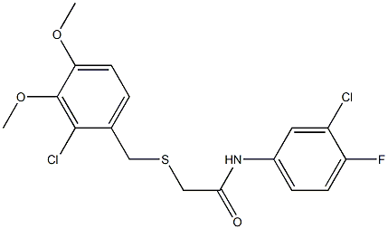 N1-(3-chloro-4-fluorophenyl)-2-[(2-chloro-3,4-dimethoxybenzyl)thio]acetamide Struktur