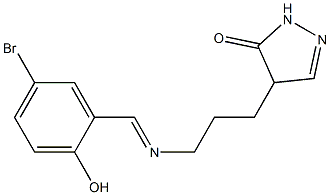 4-{3-[(5-bromo-2-hydroxybenzylidene)amino]propyl}-4,5-dihydro-1H-pyrazol-5-one Struktur