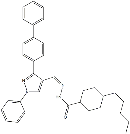 N'-[(Z)-(3-[1,1'-biphenyl]-4-yl-1-phenyl-1H-pyrazol-4-yl)methylidene]-4-pentylcyclohexanecarbohydrazide Struktur