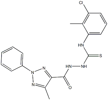 N1-(3-chloro-2-methylphenyl)-2-[(5-methyl-2-phenyl-2H-1,2,3-triazol-4-yl)carbonyl]hydrazine-1-carbothioamide Struktur