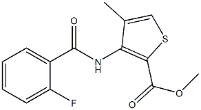 methyl 3-[(2-fluorobenzoyl)amino]-4-methyl-2-thiophenecarboxylate Struktur