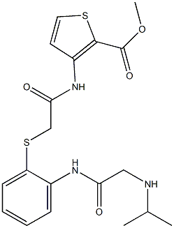 methyl 3-({2-[(2-{[2-(isopropylamino)acetyl]amino}phenyl)sulfanyl]acetyl}amino)-2-thiophenecarboxylate Struktur