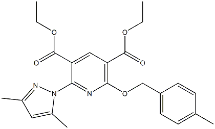 diethyl 2-(3,5-dimethyl-1H-pyrazol-1-yl)-6-[(4-methylbenzyl)oxy]-3,5-pyridinedicarboxylate Struktur