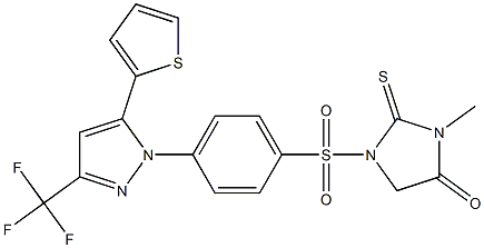 3-methyl-1-({4-[5-(2-thienyl)-3-(trifluoromethyl)-1H-pyrazol-1-yl]phenyl}sulfonyl)-2-thioxoimidazolidin-4-one Struktur