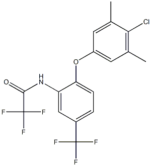 N1-[2-(4-chloro-3,5-dimethylphenoxy)-5-(trifluoromethyl)phenyl]-2,2,2-trifluoroacetamide Struktur