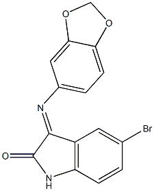 3-(1,3-benzodioxol-5-ylimino)-5-bromoindolin-2-one Struktur