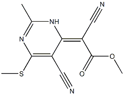 methyl 2-cyano-2-[5-cyano-2-methyl-6-(methylthio)-3,4-dihydropyrimidin-4-yliden]acetate Struktur