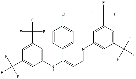 N1-(1-(4-chlorophenyl)-3-{[3,5-di(trifluoromethyl)phenyl]imino}prop-1-enyl)-3,5-di(trifluoromethyl)aniline Struktur