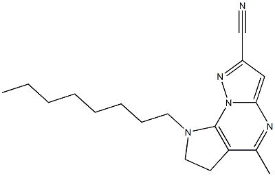 5-methyl-8-octyl-7,8-dihydro-6H-pyrazolo[1,5-a]pyrrolo[3,2-e]pyrimidine-2-carbonitrile Struktur