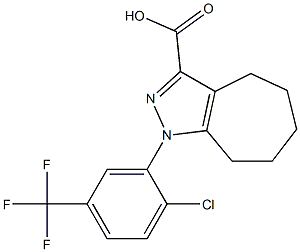 1-[2-chloro-5-(trifluoromethyl)phenyl]-1,4,5,6,7,8-hexahydrocyclohepta[c]pyrazole-3-carboxylic acid Struktur