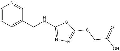 2-({5-[(pyridin-3-ylmethyl)amino]-1,3,4-thiadiazol-2-yl}sulfanyl)acetic acid Struktur