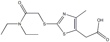 2-(2-{[(diethylcarbamoyl)methyl]sulfanyl}-4-methyl-1,3-thiazol-5-yl)acetic acid Struktur