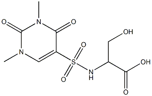 2-[(1,3-dimethyl-2,4-dioxo-1,2,3,4-tetrahydropyrimidine-5-)sulfonamido]-3-hydroxypropanoic acid Struktur