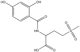 2-[(2,4-dihydroxyphenyl)formamido]-4-methanesulfonylbutanoic acid Struktur