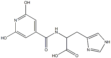 2-[(2,6-dihydroxyisonicotinoyl)amino]-3-(1H-imidazol-4-yl)propanoic acid Struktur