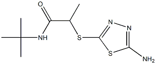 2-[(5-amino-1,3,4-thiadiazol-2-yl)sulfanyl]-N-tert-butylpropanamide Struktur