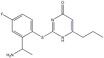 2-{[2-(1-aminoethyl)-4-fluorophenyl]sulfanyl}-6-propyl-1,4-dihydropyrimidin-4-one Struktur