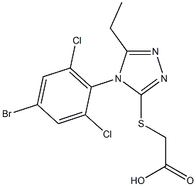 2-{[4-(4-bromo-2,6-dichlorophenyl)-5-ethyl-4H-1,2,4-triazol-3-yl]sulfanyl}acetic acid Struktur