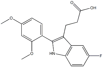 3-[2-(2,4-dimethoxyphenyl)-5-fluoro-1H-indol-3-yl]propanoic acid Struktur