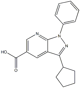 3-cyclopentyl-1-phenyl-1H-pyrazolo[3,4-b]pyridine-5-carboxylic acid Struktur