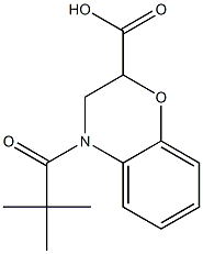 4-(2,2-dimethylpropanoyl)-3,4-dihydro-2H-1,4-benzoxazine-2-carboxylic acid Struktur