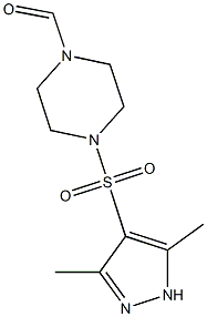 4-[(3,5-dimethyl-1H-pyrazol-4-yl)sulfonyl]piperazine-1-carbaldehyde Struktur