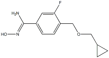 4-[(cyclopropylmethoxy)methyl]-3-fluoro-N'-hydroxybenzene-1-carboximidamide Struktur