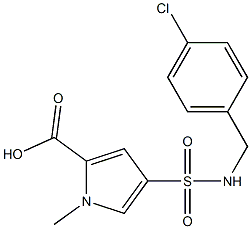 4-{[(4-chlorophenyl)methyl]sulfamoyl}-1-methyl-1H-pyrrole-2-carboxylic acid Struktur