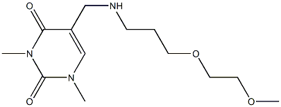 5-({[3-(2-methoxyethoxy)propyl]amino}methyl)-1,3-dimethyl-1,2,3,4-tetrahydropyrimidine-2,4-dione Struktur