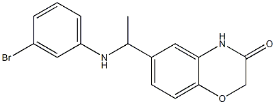 6-{1-[(3-bromophenyl)amino]ethyl}-3,4-dihydro-2H-1,4-benzoxazin-3-one Struktur