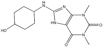 8-[(4-hydroxycyclohexyl)amino]-1,3-dimethyl-2,3,6,7-tetrahydro-1H-purine-2,6-dione Struktur