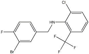 N-[(3-bromo-4-fluorophenyl)methyl]-2-chloro-6-(trifluoromethyl)aniline Struktur