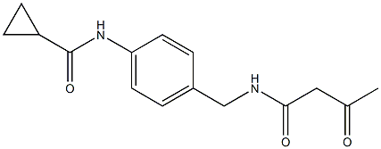 N-{4-[(3-oxobutanamido)methyl]phenyl}cyclopropanecarboxamide Struktur