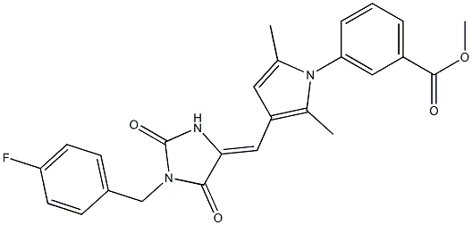 methyl 3-(3-{[1-(4-fluorobenzyl)-2,5-dioxo-4-imidazolidinylidene]methyl}-2,5-dimethyl-1H-pyrrol-1-yl)benzoate Struktur