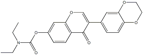 3-(2,3-dihydro-1,4-benzodioxin-6-yl)-4-oxo-4H-chromen-7-yl diethylcarbamate Struktur