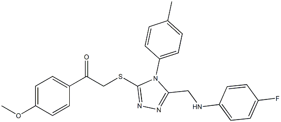 2-{[5-[(4-fluoroanilino)methyl]-4-(4-methylphenyl)-4H-1,2,4-triazol-3-yl]sulfanyl}-1-(4-methoxyphenyl)ethanone Struktur