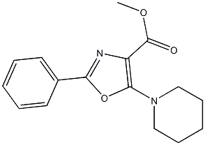 methyl 2-phenyl-5-(1-piperidinyl)-1,3-oxazole-4-carboxylate Struktur