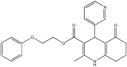 2-phenoxyethyl 2-methyl-5-oxo-4-(3-pyridinyl)-1,4,5,6,7,8-hexahydro-3-quinolinecarboxylate Struktur