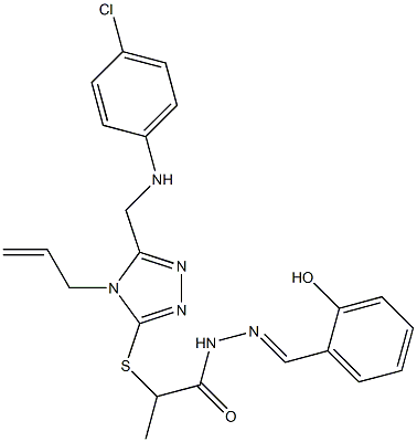 2-({4-allyl-5-[(4-chloroanilino)methyl]-4H-1,2,4-triazol-3-yl}sulfanyl)-N'-(2-hydroxybenzylidene)propanohydrazide Struktur