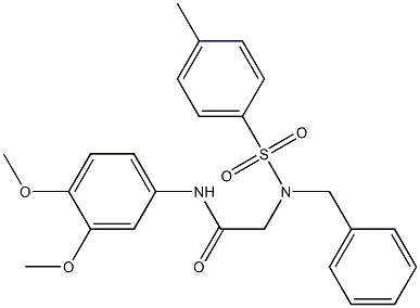 2-{benzyl[(4-methylphenyl)sulfonyl]amino}-N-(3,4-dimethoxyphenyl)acetamide Struktur